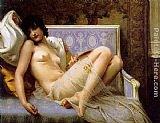 Guillaume Seignac Wall Art - Young woman naked on a settee